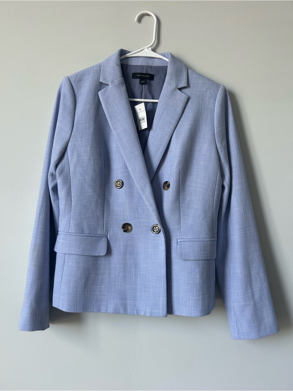 Ann Taylor Light Blue Double-Breasted Blazer